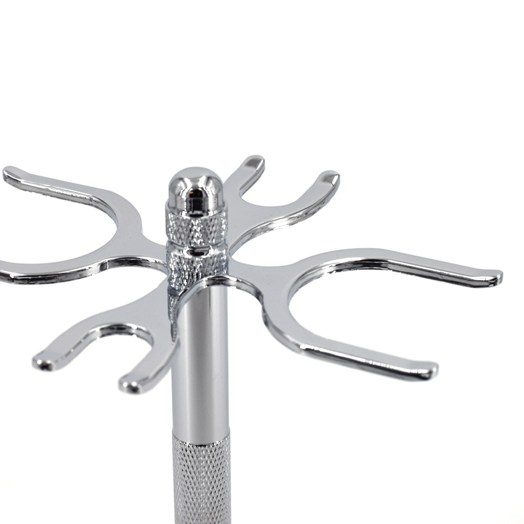 4-Slot Chrome-Plated Razor & Brush Stand