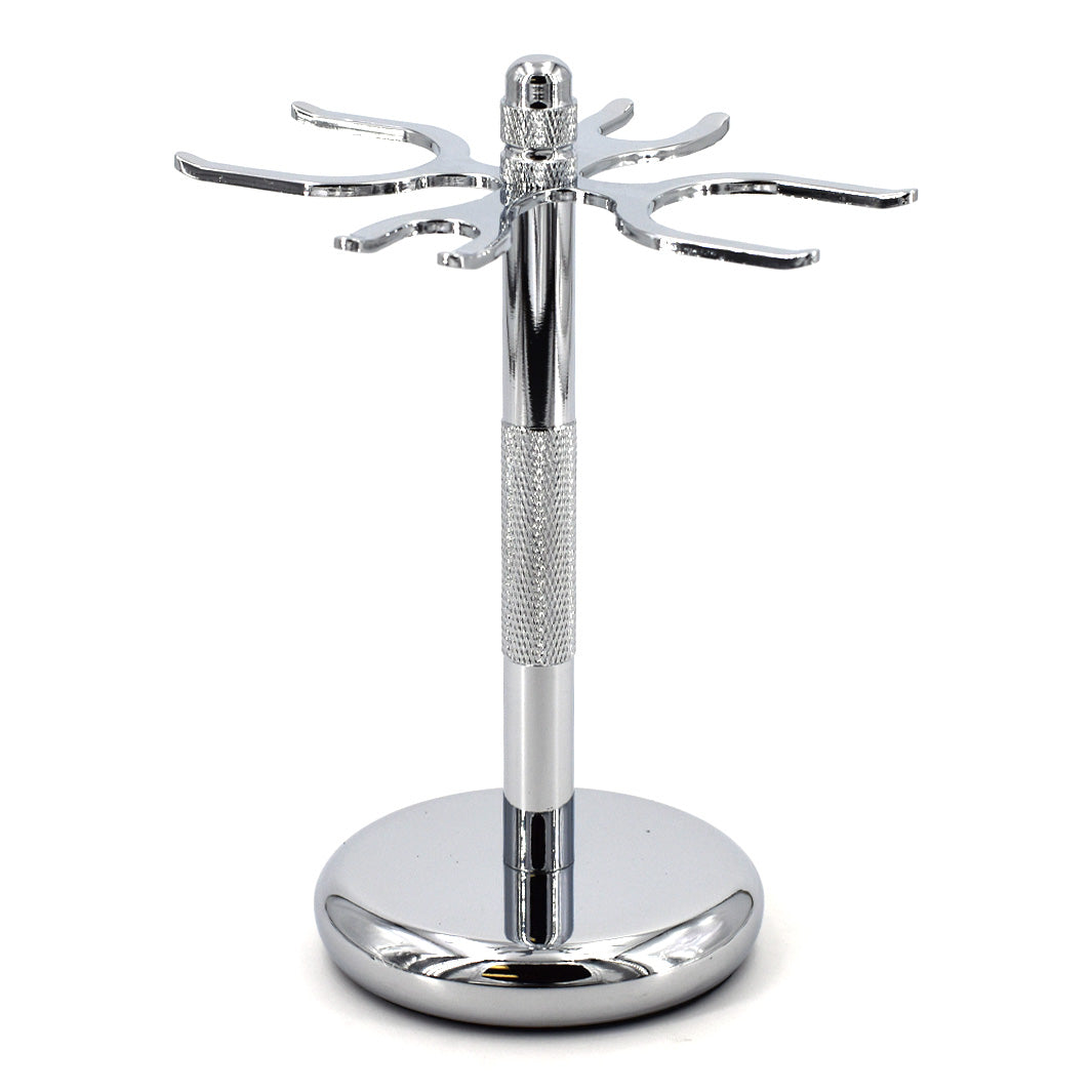 4-Slot Chrome-Plated Razor & Brush Stand
