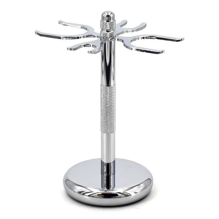 4-Slot Chrome-Plated Razor & Brush Stand