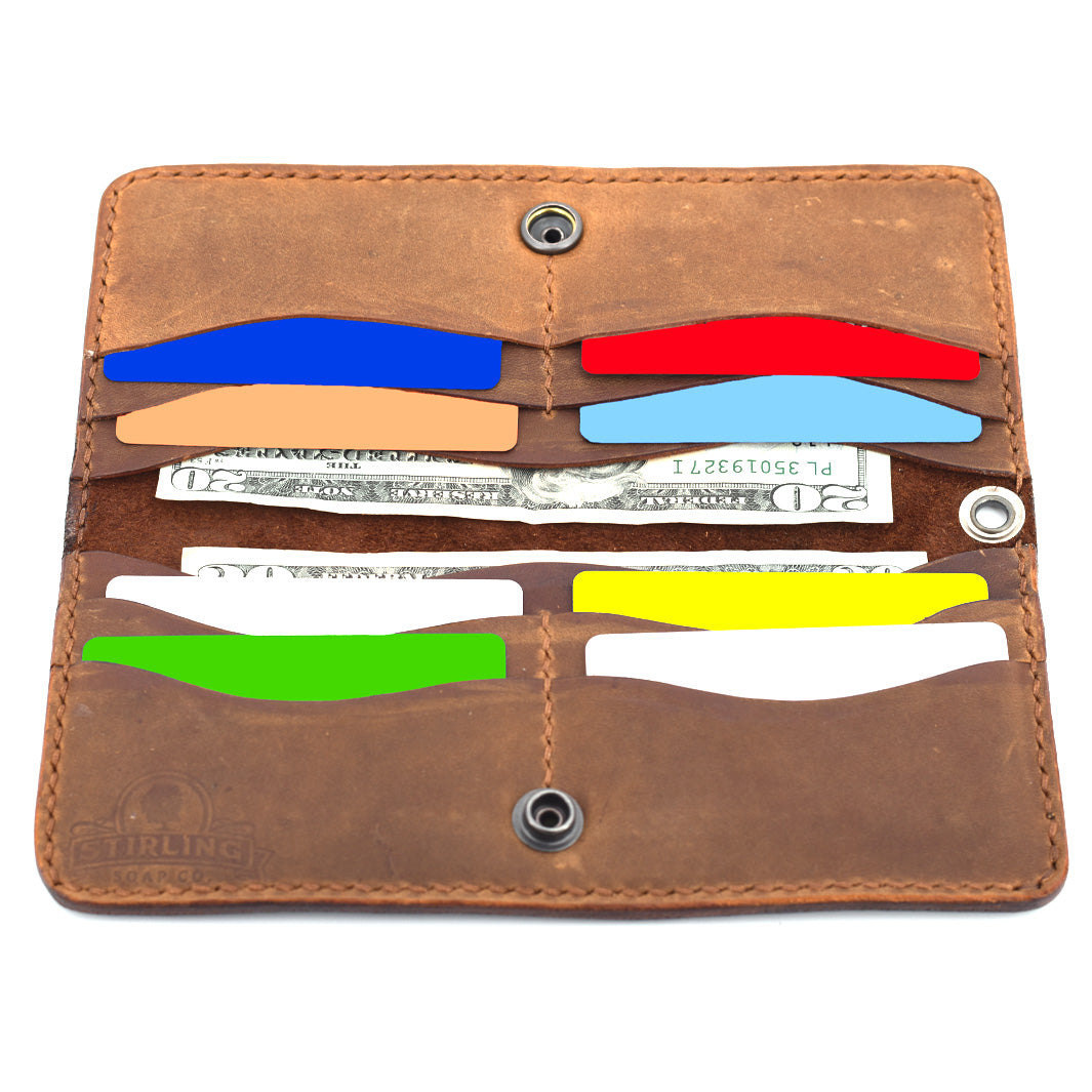Long Leather Wallet w/ Chain (Silver & Brown) – Stirling Soap Company